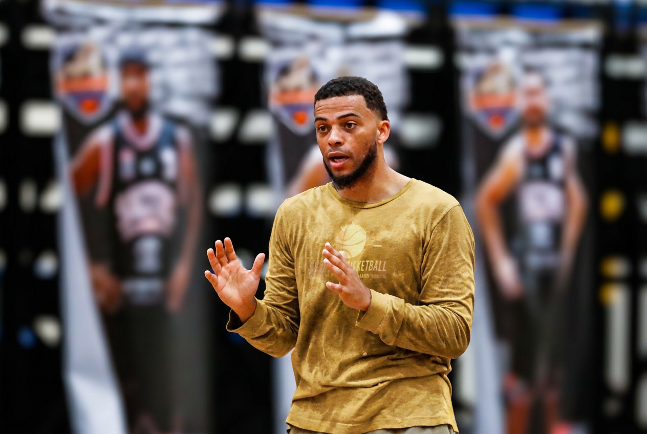 Coach Anthony Golden coaching on the court